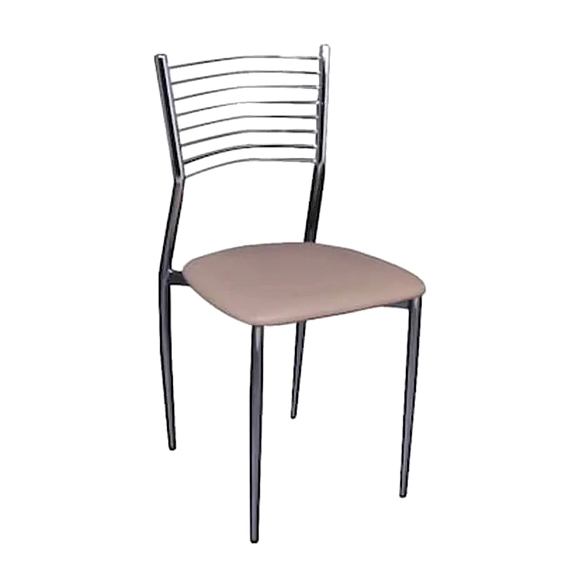 WOODWELL Καρέκλα Woodwell Μεταλλική Χρωμίου Με Cappuccino Δερματίνη Pvc Σετ 6 Τμχ - Μπεζ