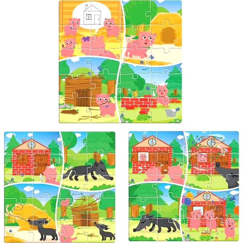 LUNA TOYS Σετ Παζλ Luna Toys Μαγνητικό 3 Γουρουνάκια (σετ 3x20 Τμχ)