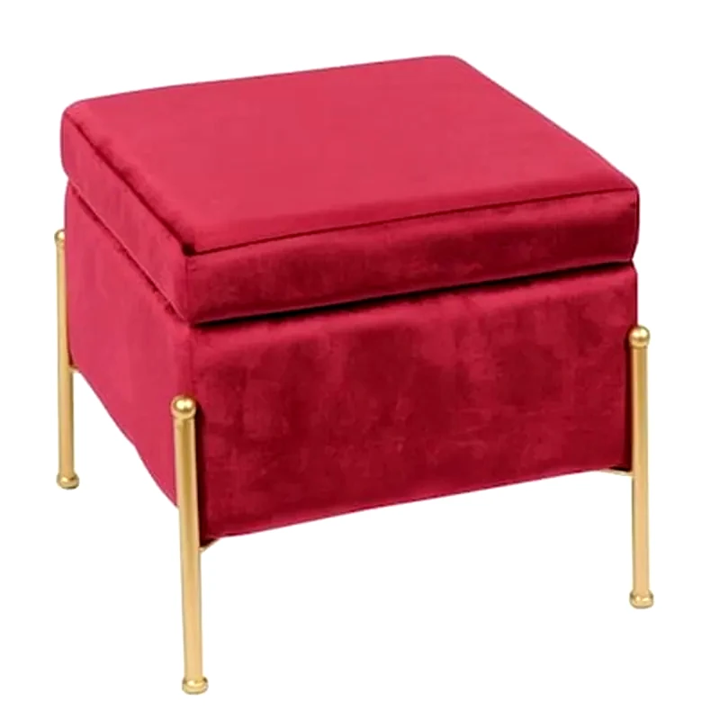 Σκαμπό Σαλονιού Wοοdwell Από Ύφασμα Velure - Κόκκινο φωτογραφία