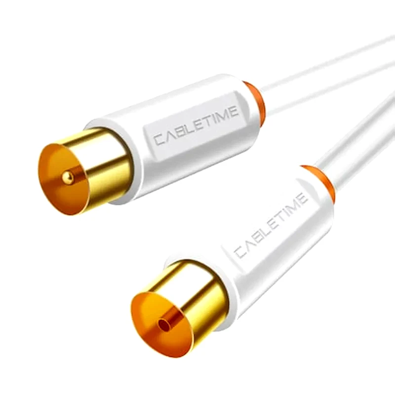 CABLETIME Cabletime Καλώδιο Tv M Σε Tv F Av101, 75ohm, 3m, Λευκό