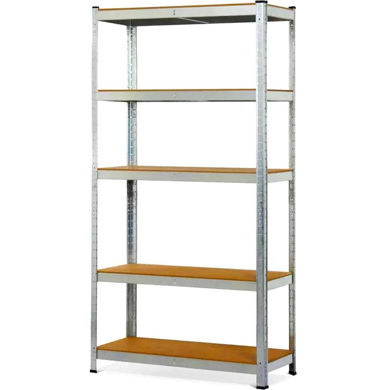 OEM Ραφιέρα Herzberg HG-8027 από Μέταλλο Γαλβανιζέ Βαρέως Τύπου 90x40x180 cm - Ασημί/ Καφέ