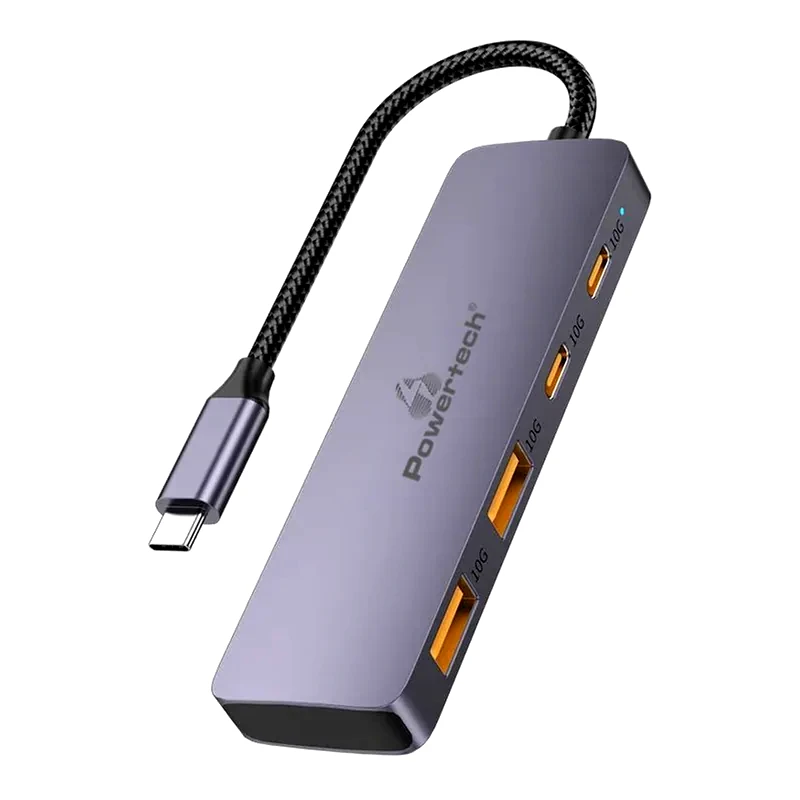 POWERTECH Powertech Usb Hub Cab-uc082, 4x Θυρών, 10gbps, Usb-c Σύνδεση, Γκρι