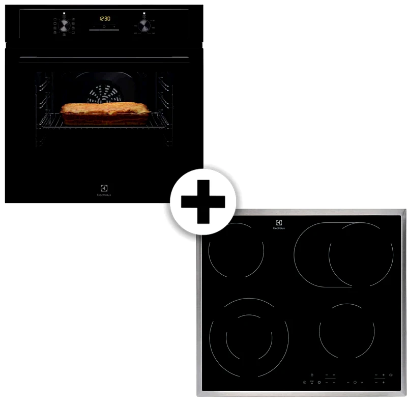 ELECTROLUX ELECTROLUX EOF3H50BK EHF6346XOK 65 Lt Μαύρο Eντοιχιζόμενο Σετ Φούρνος και Εστία