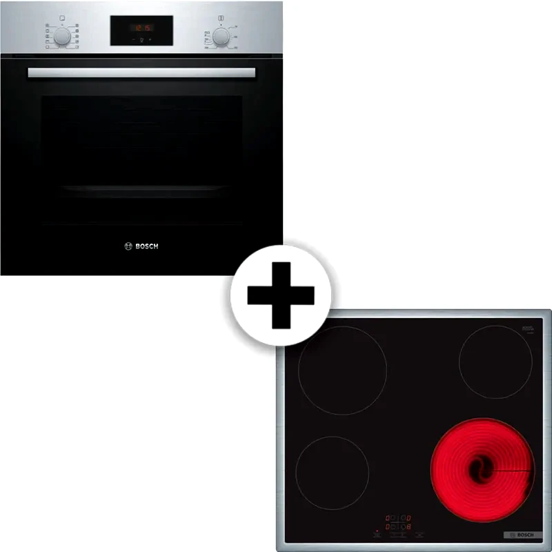 BOSCH BOSCH HBF154BS0 PKE645BA2E 66 Lt Inox Eντοιχιζόμενο Σετ Φούρνος και Εστία