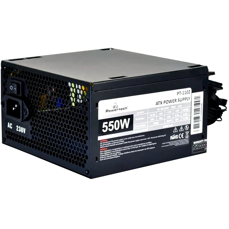 POWERTECH Τροφοδοτικό Υπολογιστή Powertech PT-1102 550W ATX 120mm Fan - Μαύρο