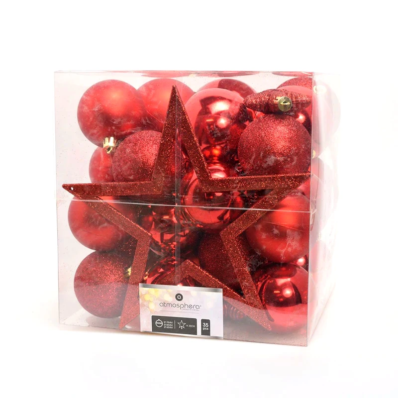 Σετ Χριστουγεννιάτικα Στολίδια Spitishop A-s Red 184166 από PVC 35 Τμχ - Μπάλα