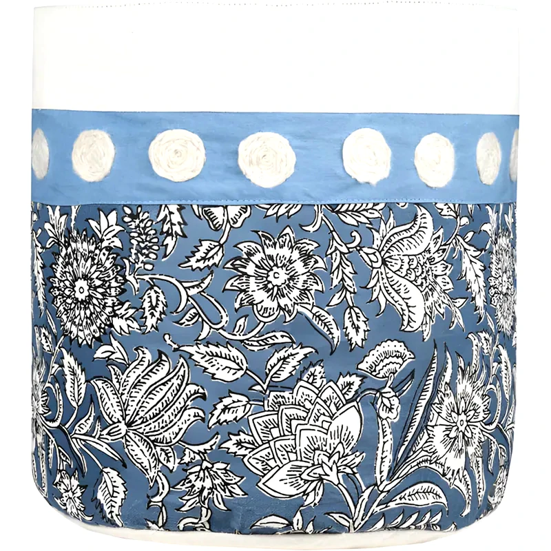SPITISHOP Καλάθι Αποθήκευσης Spitishop Βαμβάκι 30x30cm - Μπλε/Μπεζ