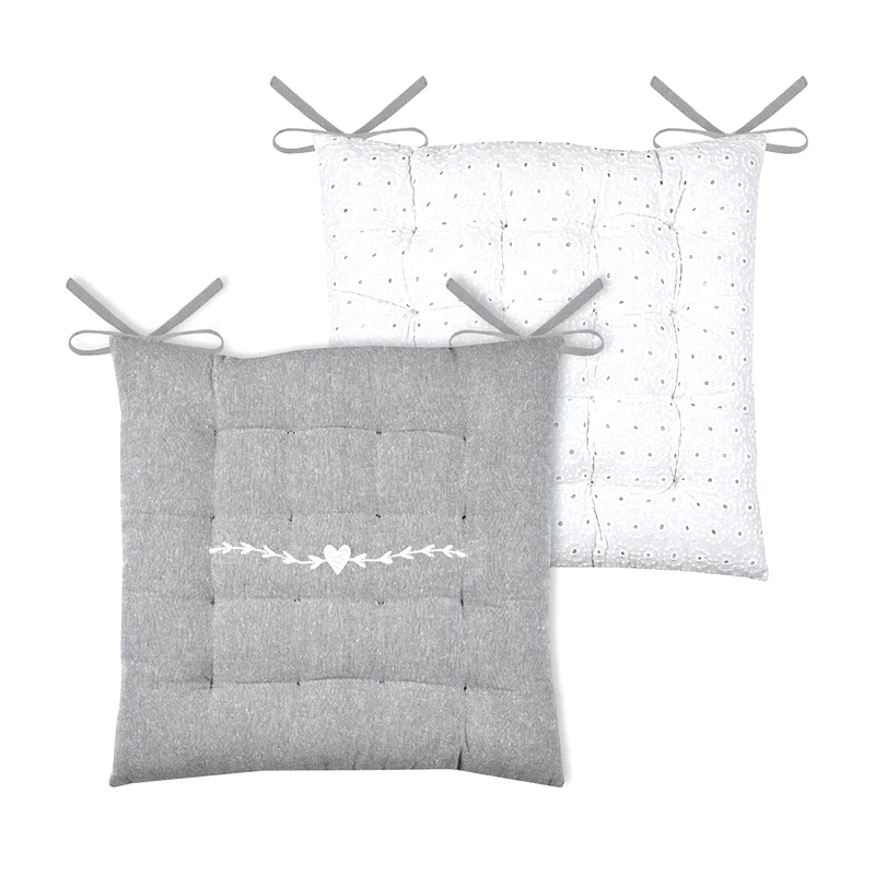 SPITISHOP Μαξιλάρι Καρέκλας Spitishop 2 Όψεων 2 Όψεων Cuc202001gal 38x38cm - Λευκό/Γκρι