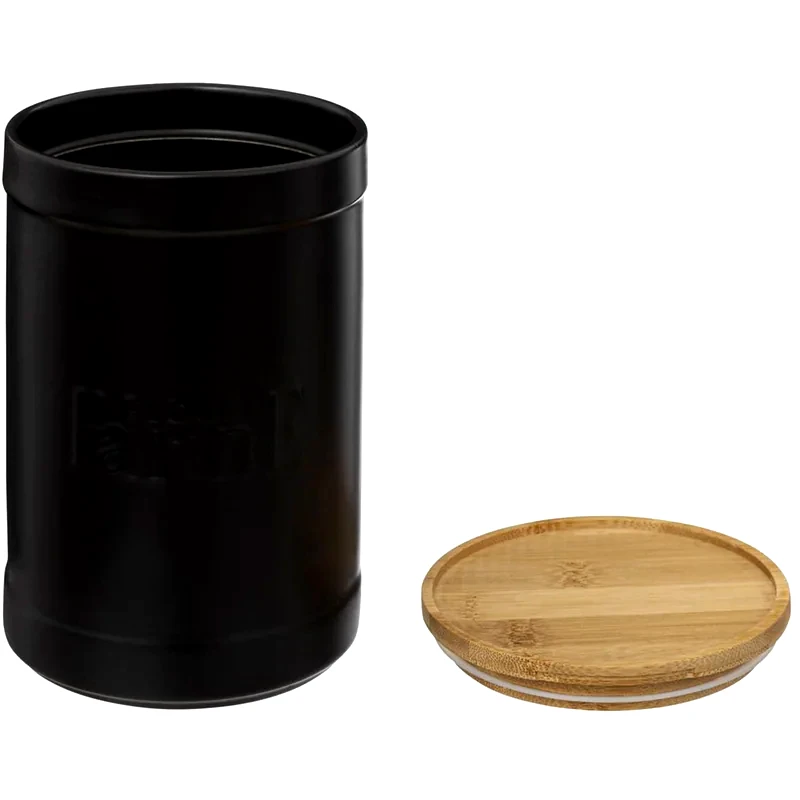 SPITISHOP Δοχείο για Αλεύρι Spitishop Κεραμικό Φ12.2x19.5 cm - Μαύρο/Μπεζ