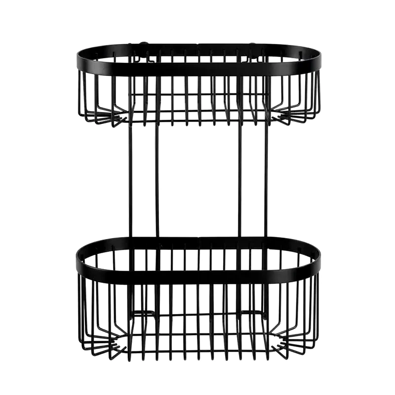 WENKO Ραφιέρα Μπάνιου Wenko Μεταλλική Διπλή 26.5x14.5x33cm - Μαύρο
