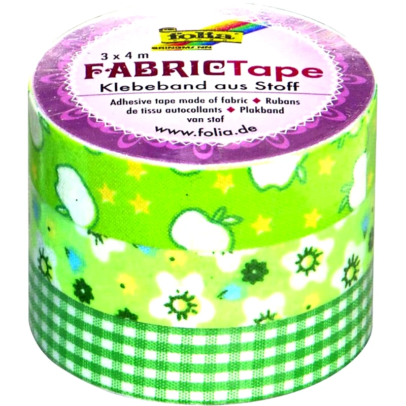 FOLIA Ταινίες Washi Υφασμάτινες 3 Τεμάχια Πράσινο
