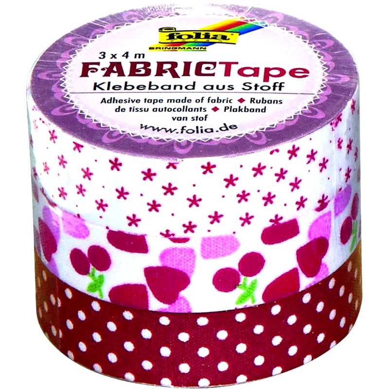 FOLIA Ταινίες Washi Υφασμάτινες 3 Τεμάχια Κόκκινο