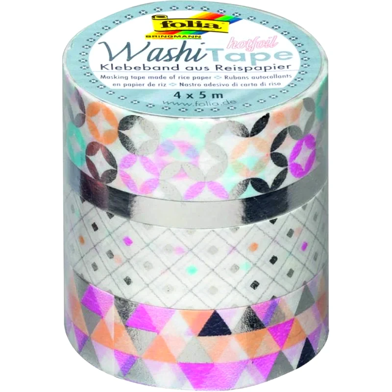 FOLIA Ταινία Washi Folia Ασημοτυπία (4 Τεμάχια)