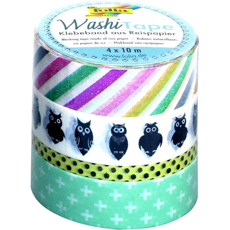 FOLIA Ταινία Washi Folia Κουκουβάγιες (4 Τεμάχια)