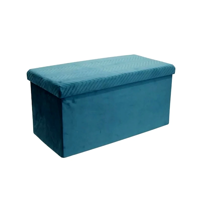 ARIA TRADE Σκαμπό Σαλονιού Πτυσσόμενο Mε Αποθηκευτικό Χώρο Kαι Βελούδινη Επιφάνεια 76x38x38 cm - Πετρόλ