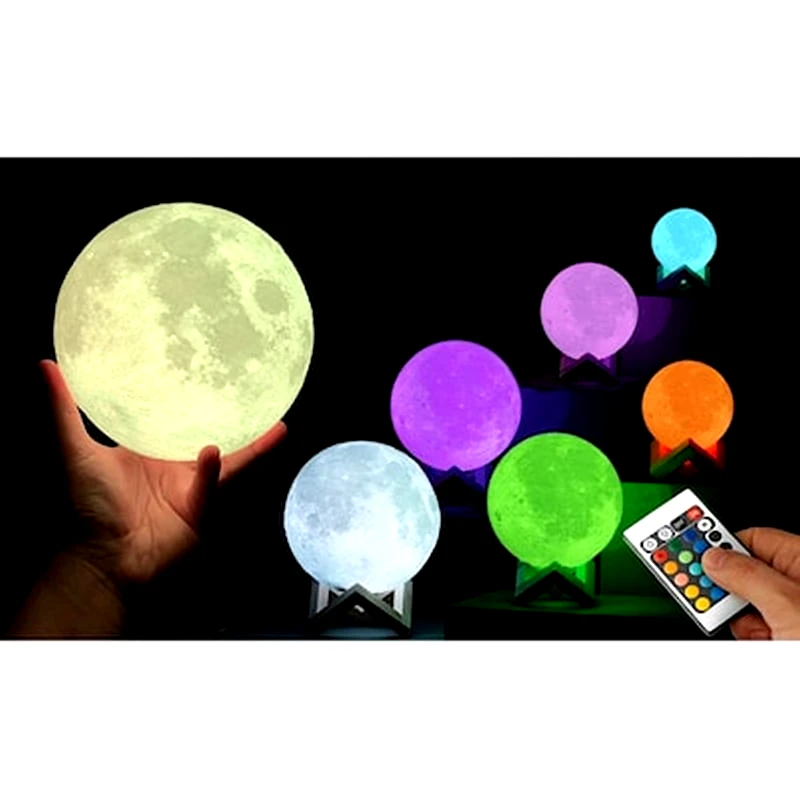 GLOBRITE Επαναφορτιζόμενο Φωτιστικό Αφής Φεγγάρι 3d Με Led Εναλλασσόμενο Φωτισμό Και Τηλεχειριστήριο Globrite
