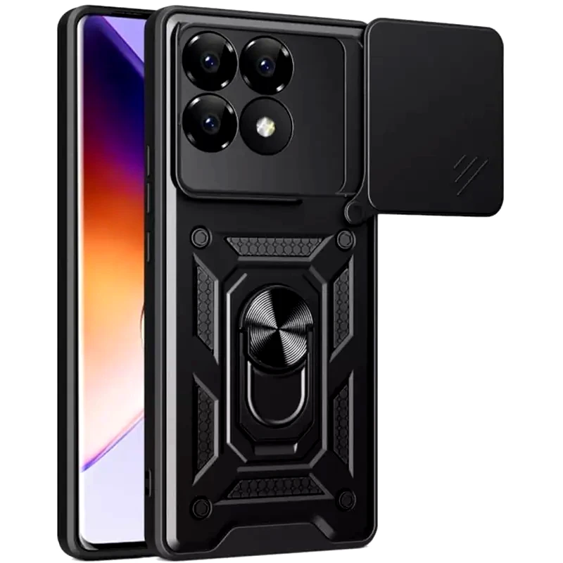 Θήκη Xiaomi Poco F6 Pro - Bodycell Armor Slide με Καλύμμα Κάμερας και Ring Holder - Black φωτογραφία