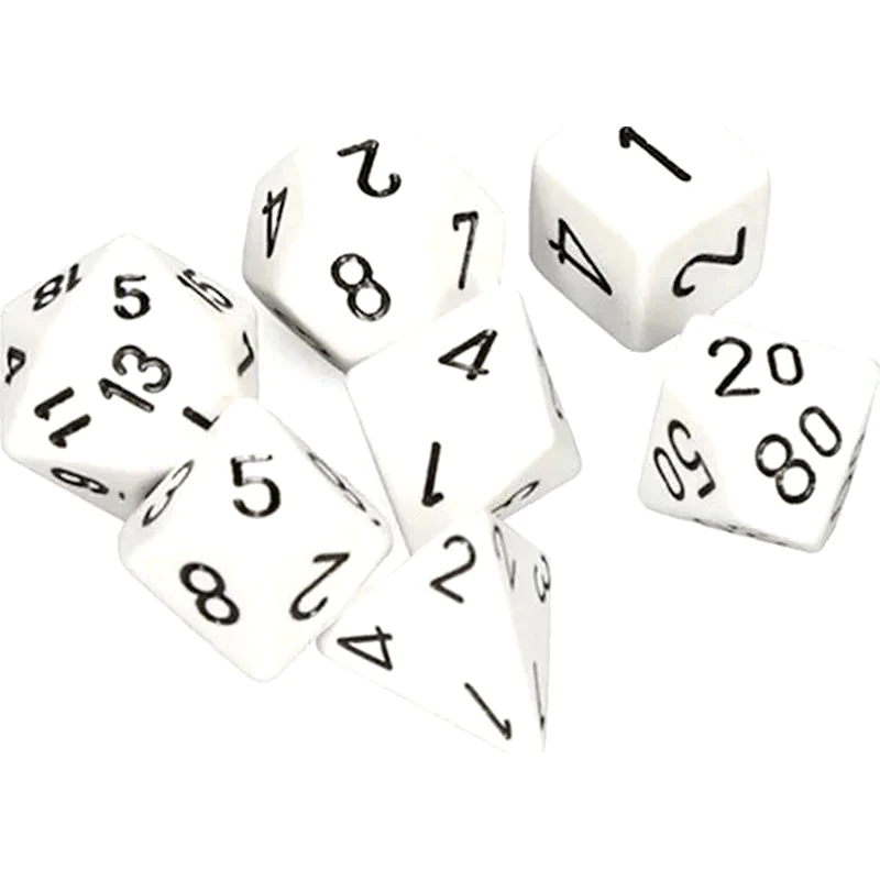 CHESSEX Σετ Ζάρια Opaque Polyhedral 7-die Sets White /Black Chessex