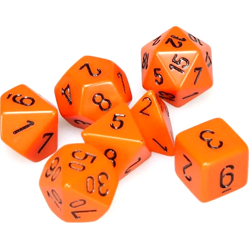 CHESSEX Σετ Ζάρια Opaque Polyhedral 7-die Sets Orange /Black Chessex