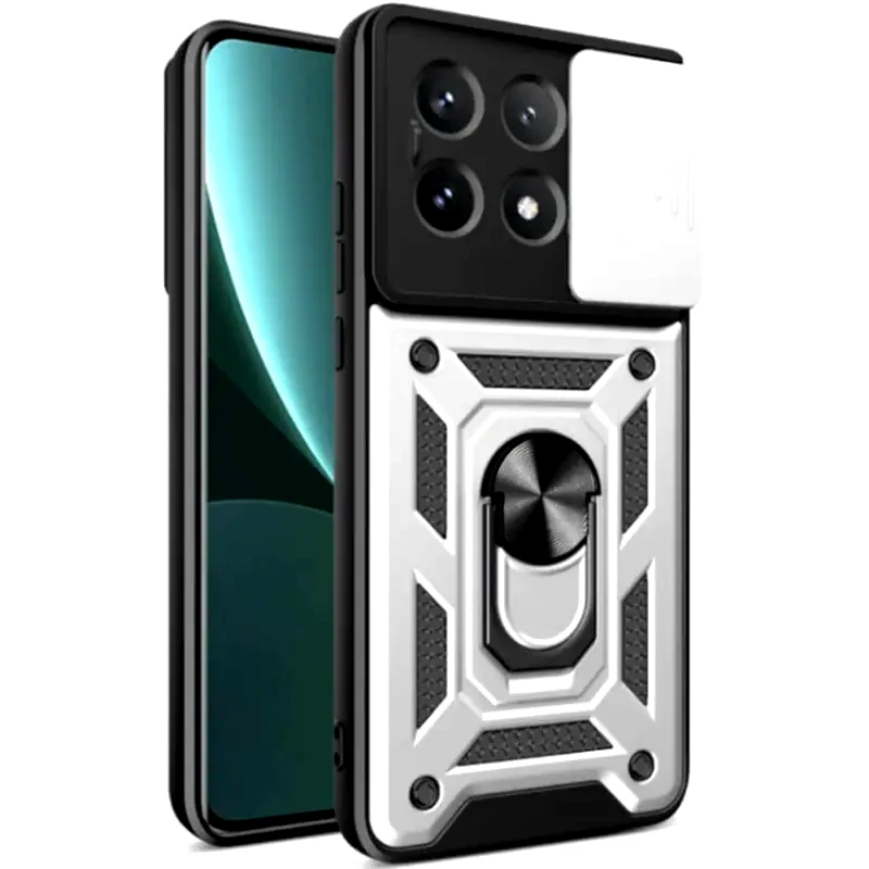 Θήκη Xiaomi Poco X6 Pro - Bodycell Armor Slide με Κάλυμμα για την Κάμερα Μεταλλικό Ring Holder - Silver φωτογραφία