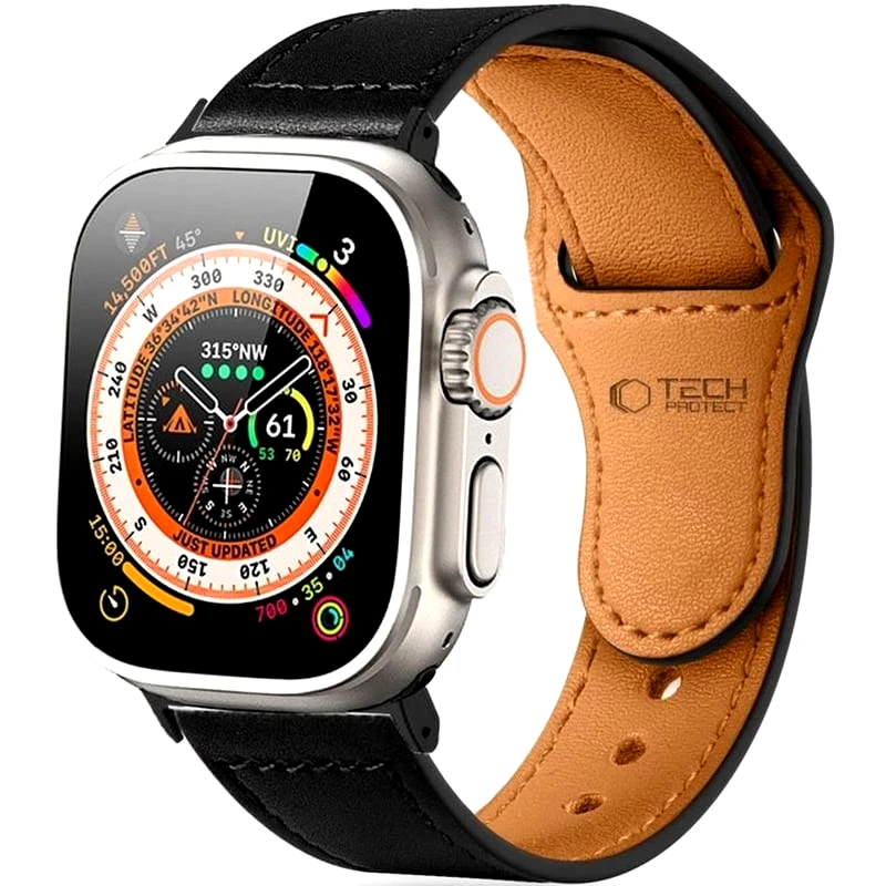 TECH-PROTECT Λουράκι Apple Watch Se/10/9/8/7/6/5/4 (42/41/40mm) - Tech-protect Naturalfit Δερμάτινο - Black (5906302312658)