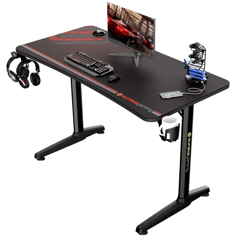 EUREKA Γραφείο Gaming Eureka Ergonomic ERK-GIP-P47B/I47 από Carbon Fiber 120x60cm - Μαύρο