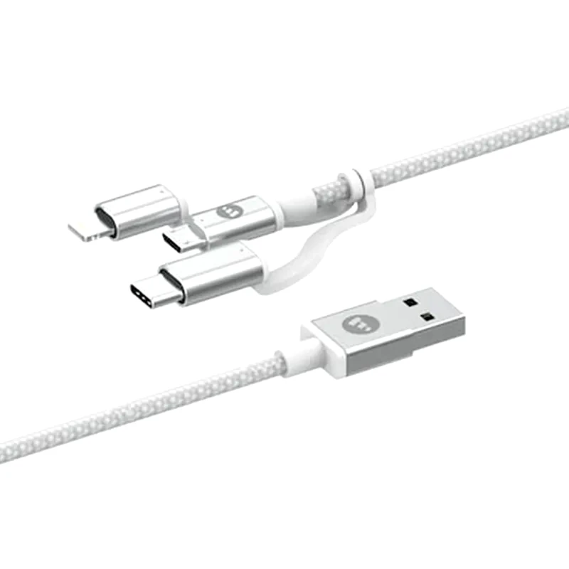 MOPHIE Σετ Καλωδίων Mophie 3in1 USB to Micro USB/Lightning/USB-C 1m - White