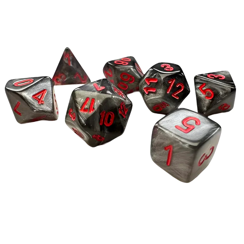 CHESSEX Σετ Ζάρια - 7 Mini Dice Set Polyhedral Velvet Black With Red