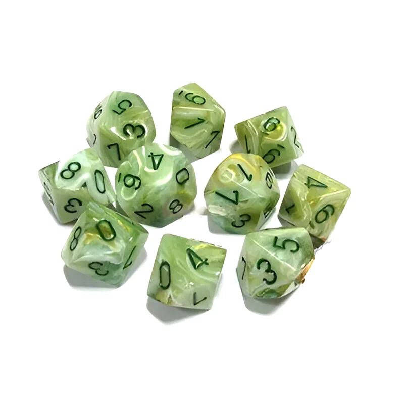 CHESSEX Σετ Ζάρια - 7 Mini Dice Set Marble Green With Dark Green