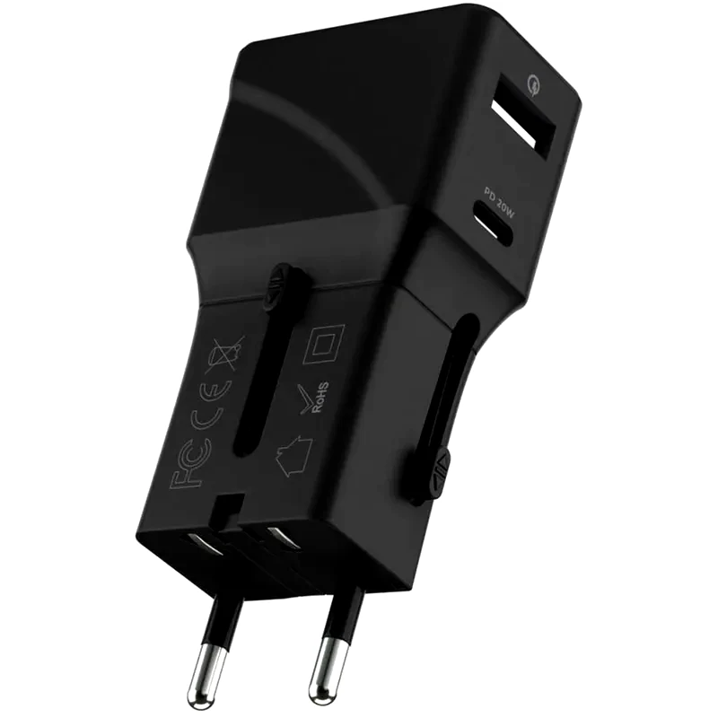 ROLLING SQUARE Φορτιστής Πρίζας Rolling Square Pocket Travel Charger 20W - Black