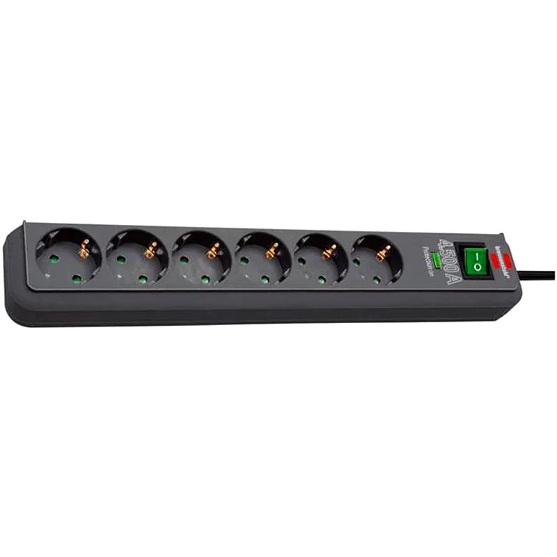 BRENNE Πολύπριζο Ασφαλείας Brennenstuhl 1159710 13.500A 6 Θέσεων 1.5m - Μαύρο