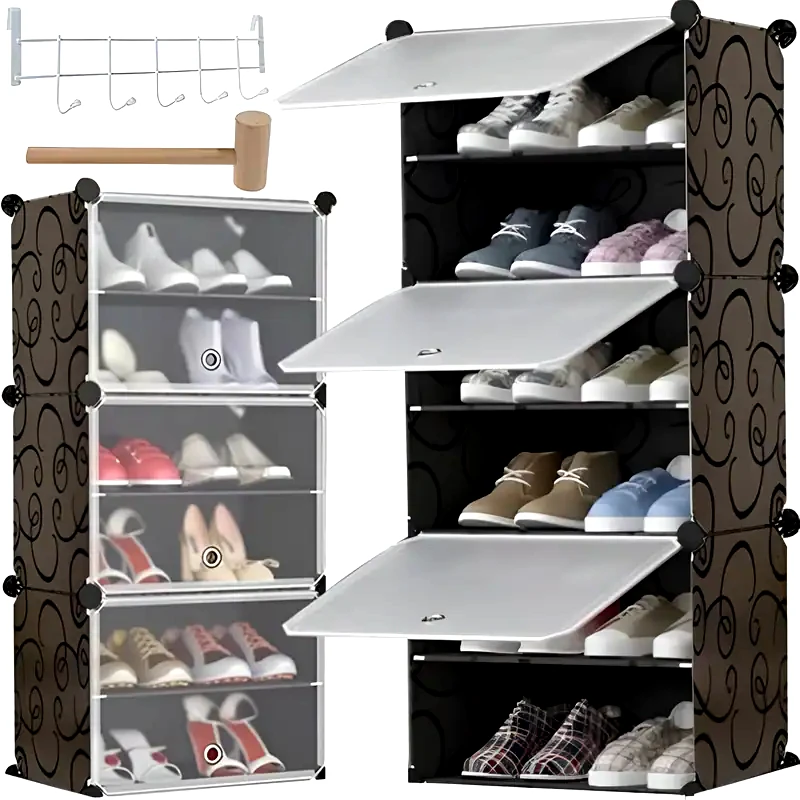 ARIA TRADE Παπουτσοθήκη Aria Trade Με 6 Ράφια Από Πλαστικό 92x40x31 cm - Μαύρη