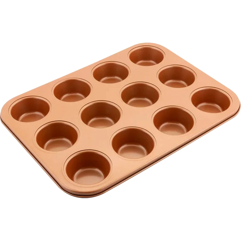 LAMART Φόρμα Ζαχαροπλαστικής Lamart Copper 12 Muffin Cupcakes - Kαφέ