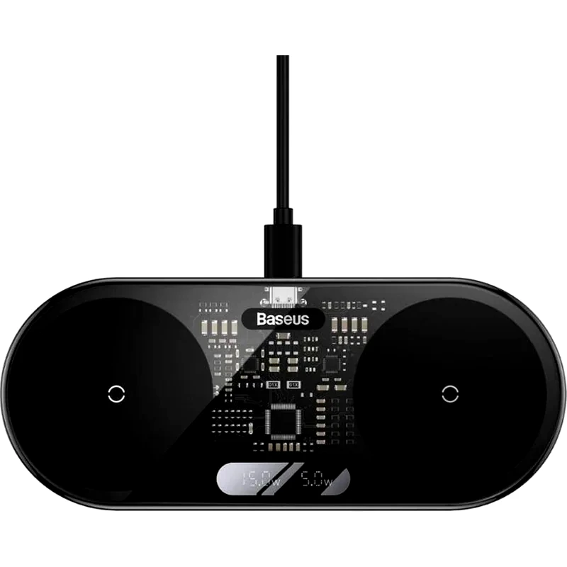 BASEUS Ασύρματος Φορτιστής Baseus Dual Qi Digital Led Display 20W - Μαύρο (WXSX010101)