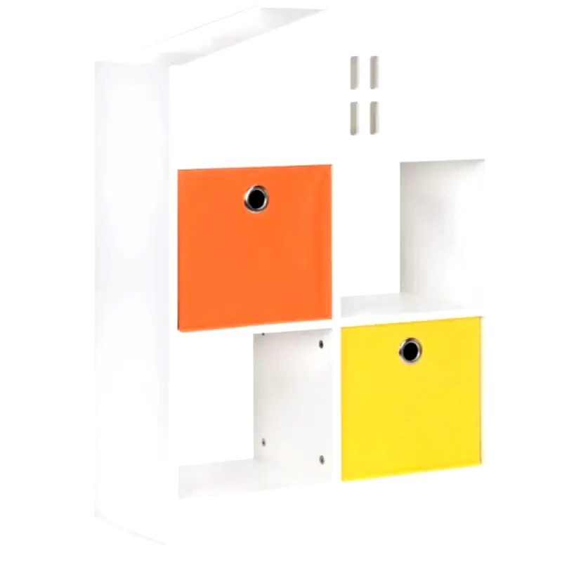 ECOTOYS Παιδική Ξύλινη Βιβλιοθήκη Με 2 Ράφια Και 2 Υφασμάτινα Κουτιά Αποθήκευσης 65.2 X 27 X 90.5 Cm Ecotoys Zkb-03a