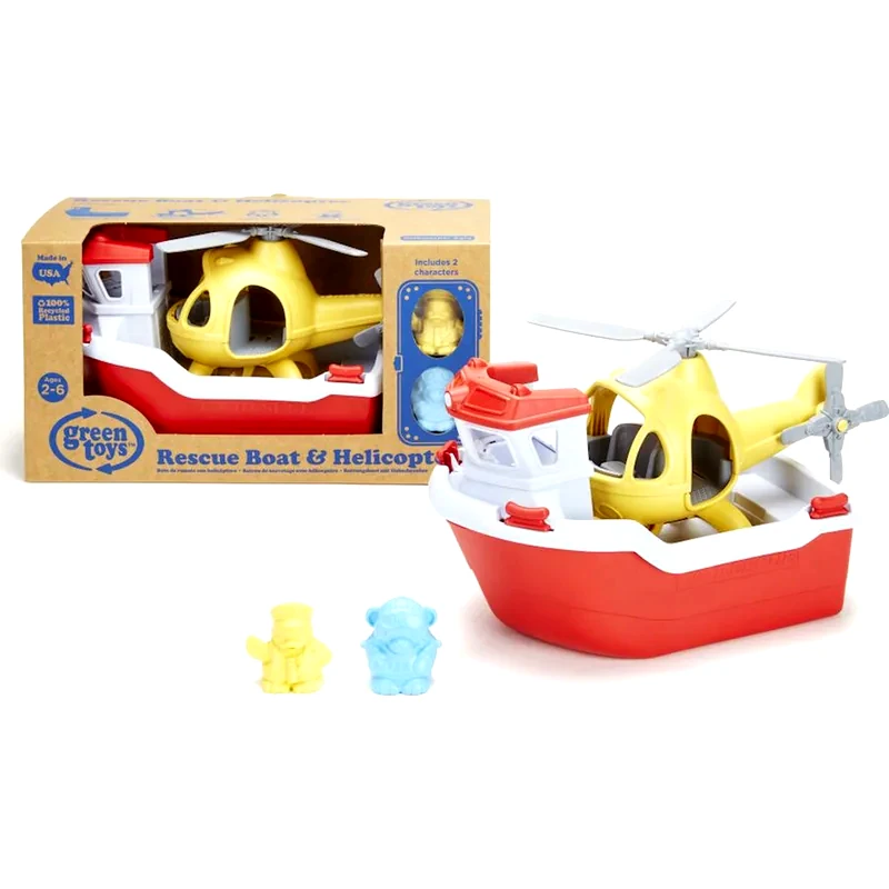 GREEN TOYS Green Toys: Rescue Boat With Helicopter (rbh1-1155)