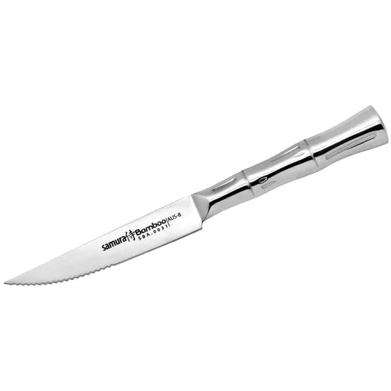 SAMURA Μαχαίρι Φαγητού Samura Bamboo Steak από Ανοξείδωτο Χάλυβα 11 cm - Ασημί