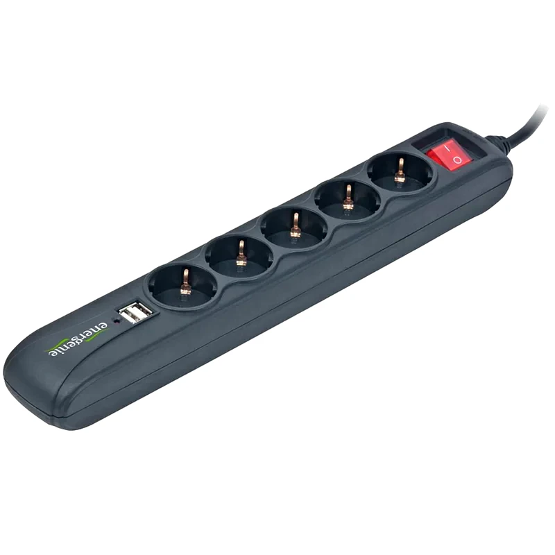 ENERGENIE Πολύπριζο Ασφαλείας Energenie SPG5-U-5 5 Θέσεων 2x Usb 1.5m - Μαύρο
