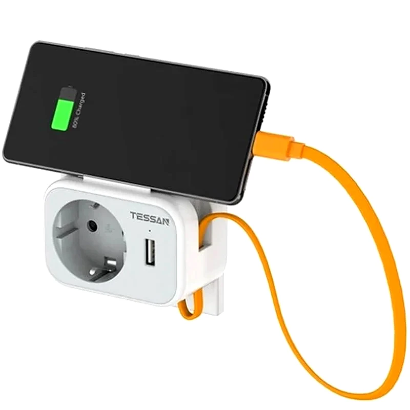TESSAN Πρίζα ρεύματος τοίχου TESSAN TS-332-DE με θύρες AC, USB-A