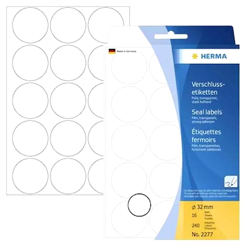HERMA Herma Seal Labels Transparent 32 16 Sheets 111x170 240 Pcs. 2277