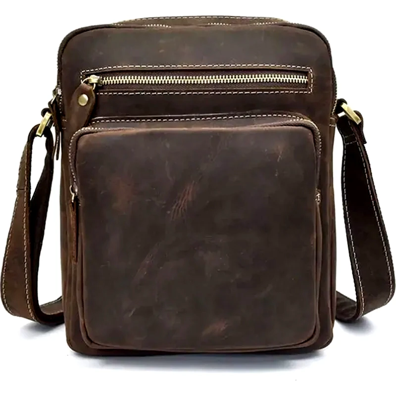 AΜBER Τσαντάκι Ώμου Amber AΜ2020 Δερμάτινο 6 lt - Καφέ