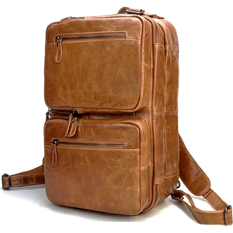 AMBER Τσάντα Πλάτης/Ώμου/Χειρός Amber Δερμάτινο AΜ2016 13 lt - Καφέ