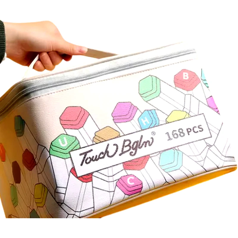 TOUCH Μαρκαδόροι Ζωγραφικής με 2 Μύτες Και Δερμάτινη Τσάντα Μεταφοράς (168 Τεμάχια)