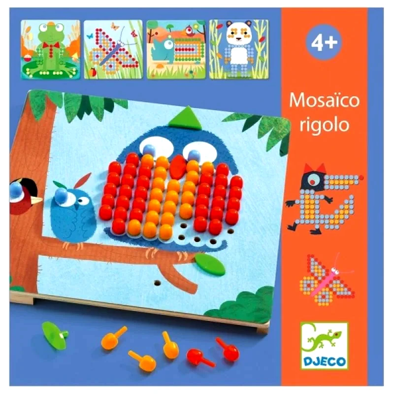 DJECO Djeco, Σύνθεση Εικόνας - Μωσαϊκό Με Καβίλιες κουκουβάγια Και Ζωάκια