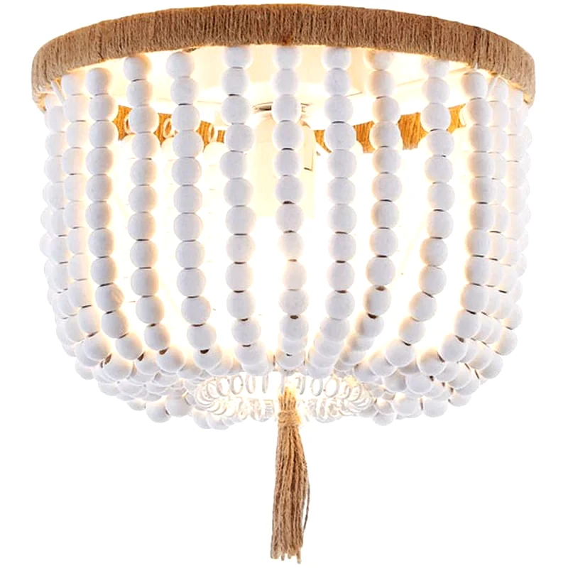 ACA DECOR Φωτιστικό Πλαφονιέρα Aca Spetses Ml127051p Ξύλινο - Λευκό/Καφέ