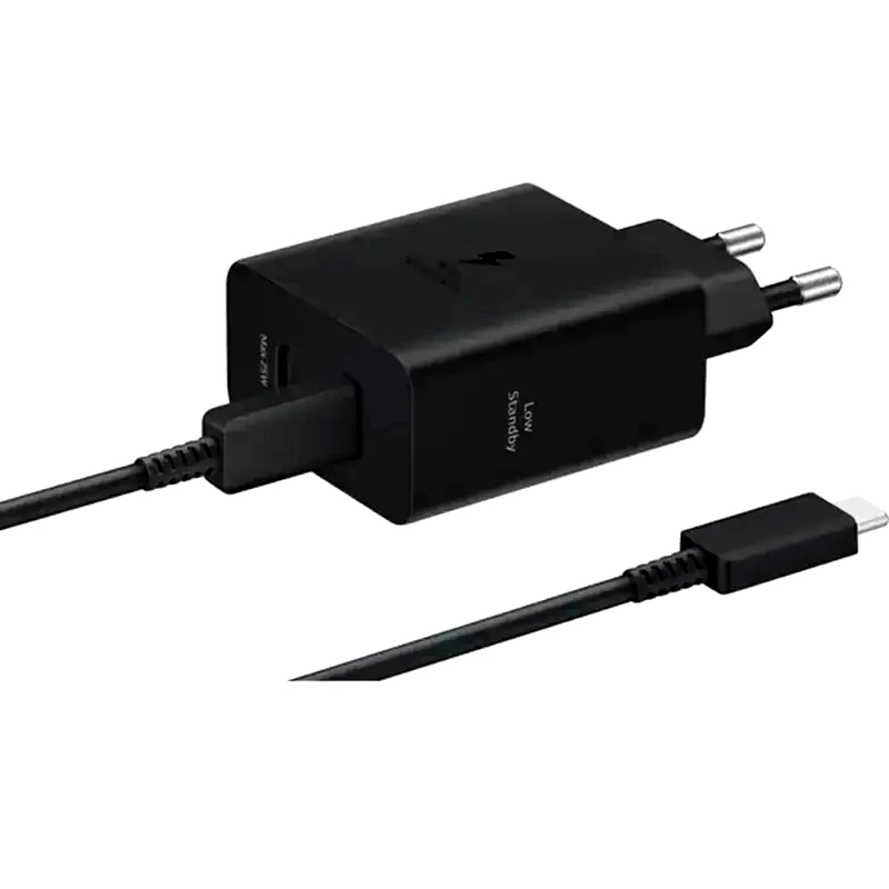 SAMSUNG Φορτιστής Πρίζας Samsung 2x USB-C με καλώδιο USB-C 50W - Black