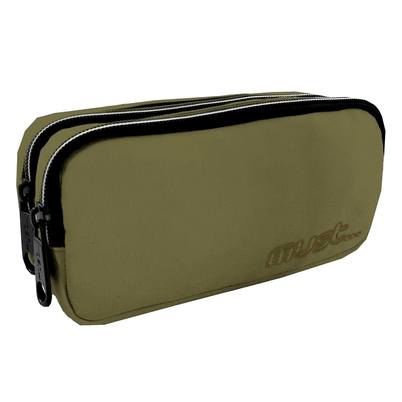 MUST... Κασετίνα Βαρελάκι Must Monochrome Plus Πράσινη 2 Θήκες