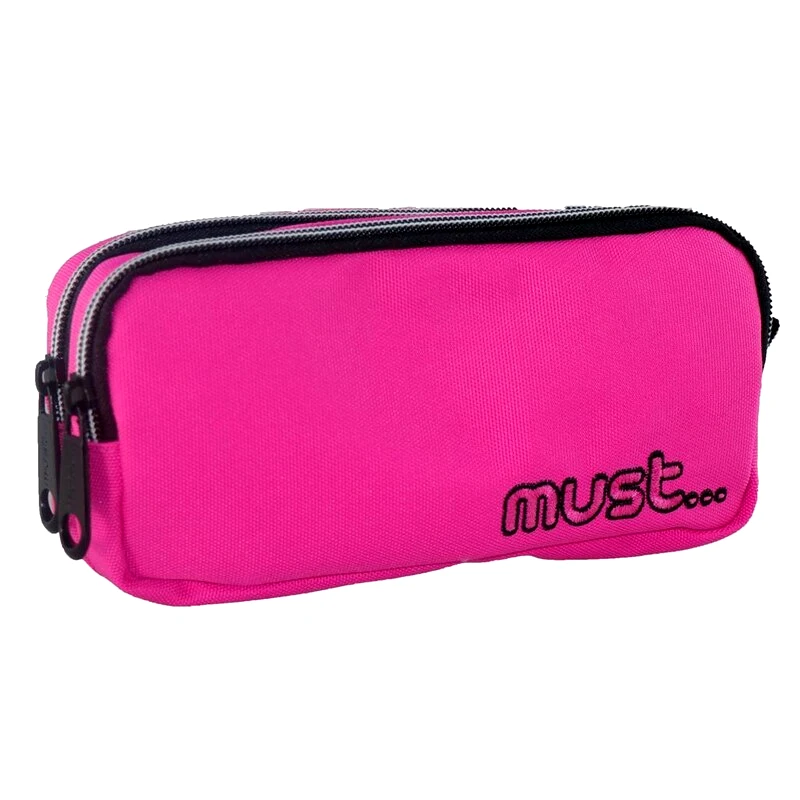 MUST... Κασετίνα Βαρελάκι Must Monochrome Ροζ 2 Θήκες