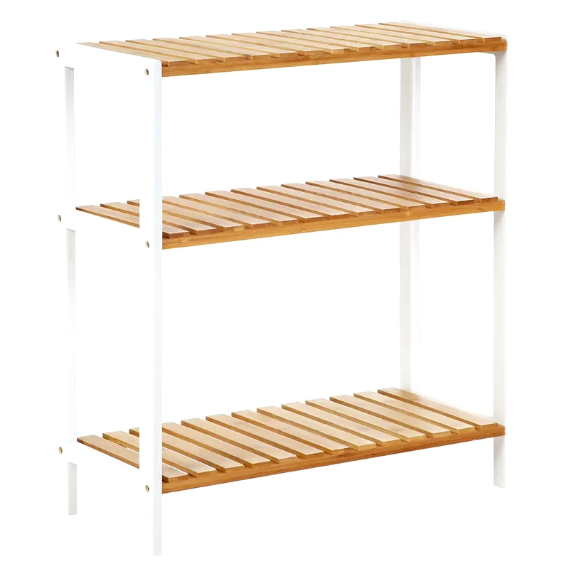 SONGMICS Ραφιέρα Songmics Bcb33wn από Bamboo/Μέταλλο 60x26x66cm - Καφέ/Λευκό