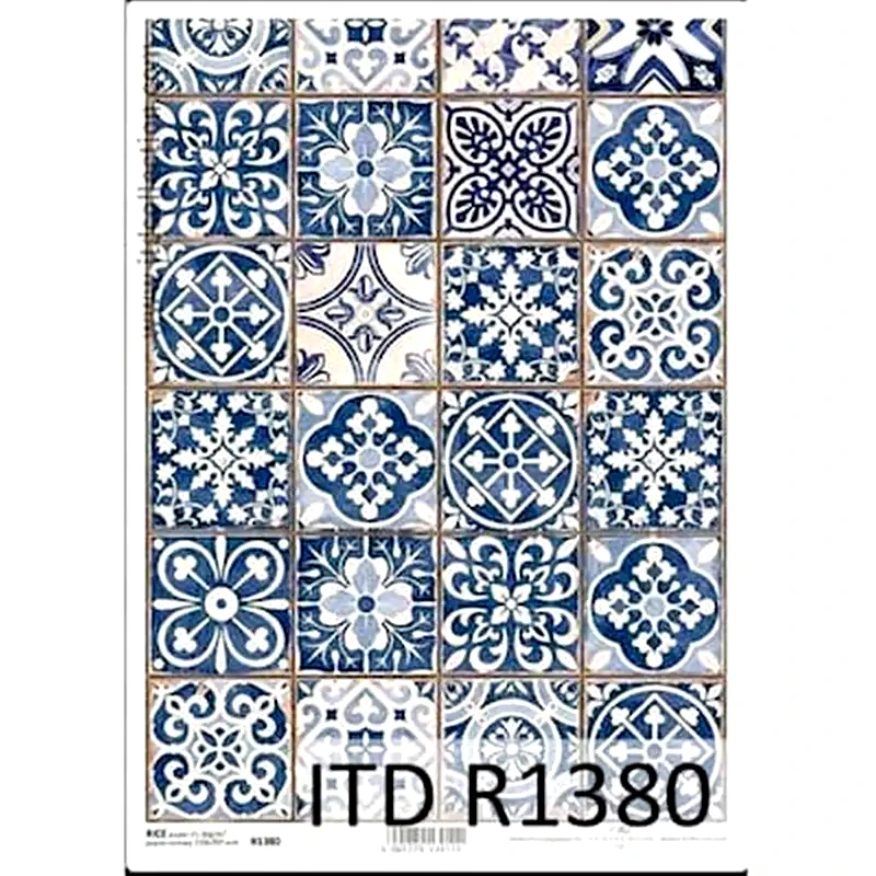 ITD COLLECTION T.JANKOWSKI, W. Ριζόχαρτο vintage-blue Tiles 21x29εκ. (itd-r1380)